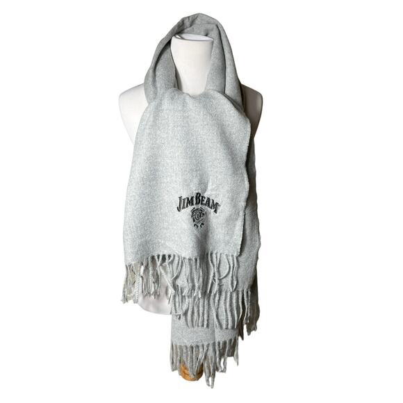 Jim Beam‎ Embroidered Blanket Scarf Gray Large Winter New 72”x28” - Picture 2 of 5